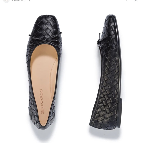Bernardo Shoes - Gwynn Woven Ballet Flat Black Glove Leather